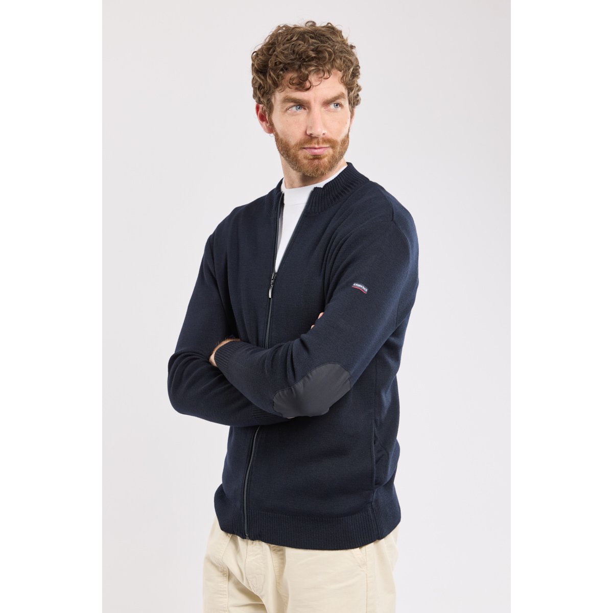 Cardigan en laine et acrylique ERDEVEN rich navy, ARMOR-LUX