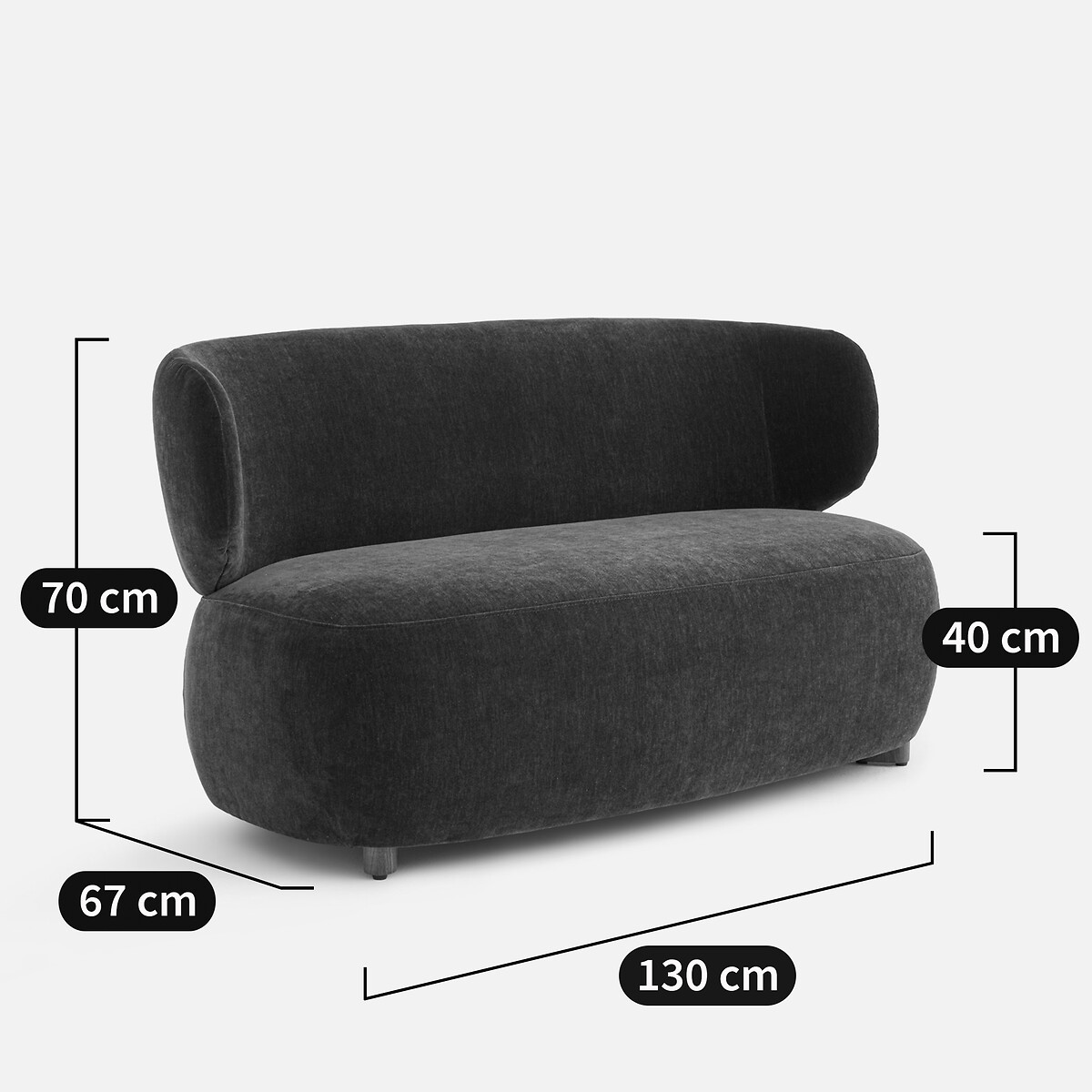 Banquette en velours, MODALIE bordeaux rood, AM.PM X EMMANUEL GALLINA