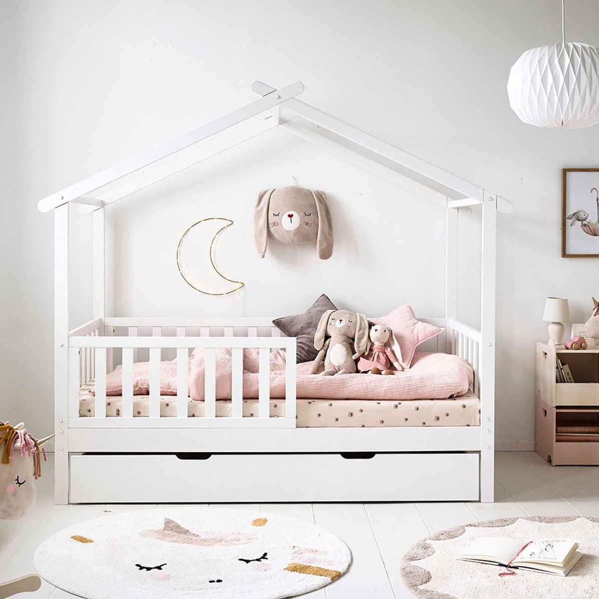 Tiroir lit lit cabane MAISON blanc, PETITE AMELIE