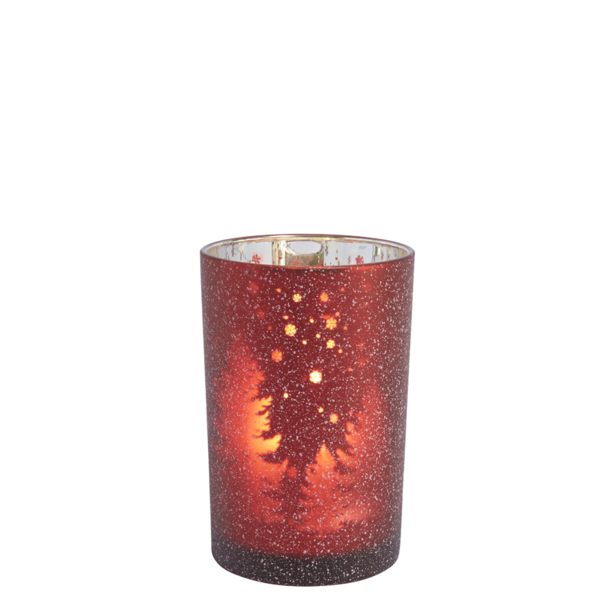 Photophore de noël décoratif en verre dépoli H18 MOOR rouge, SIA DECO