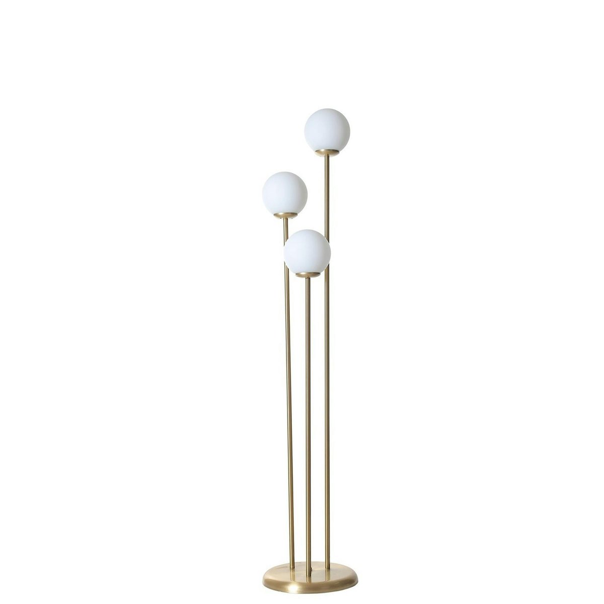 Lampadaire salon art déco, 3 globes verre dépoli SIERRE doré, PIER IMPORT