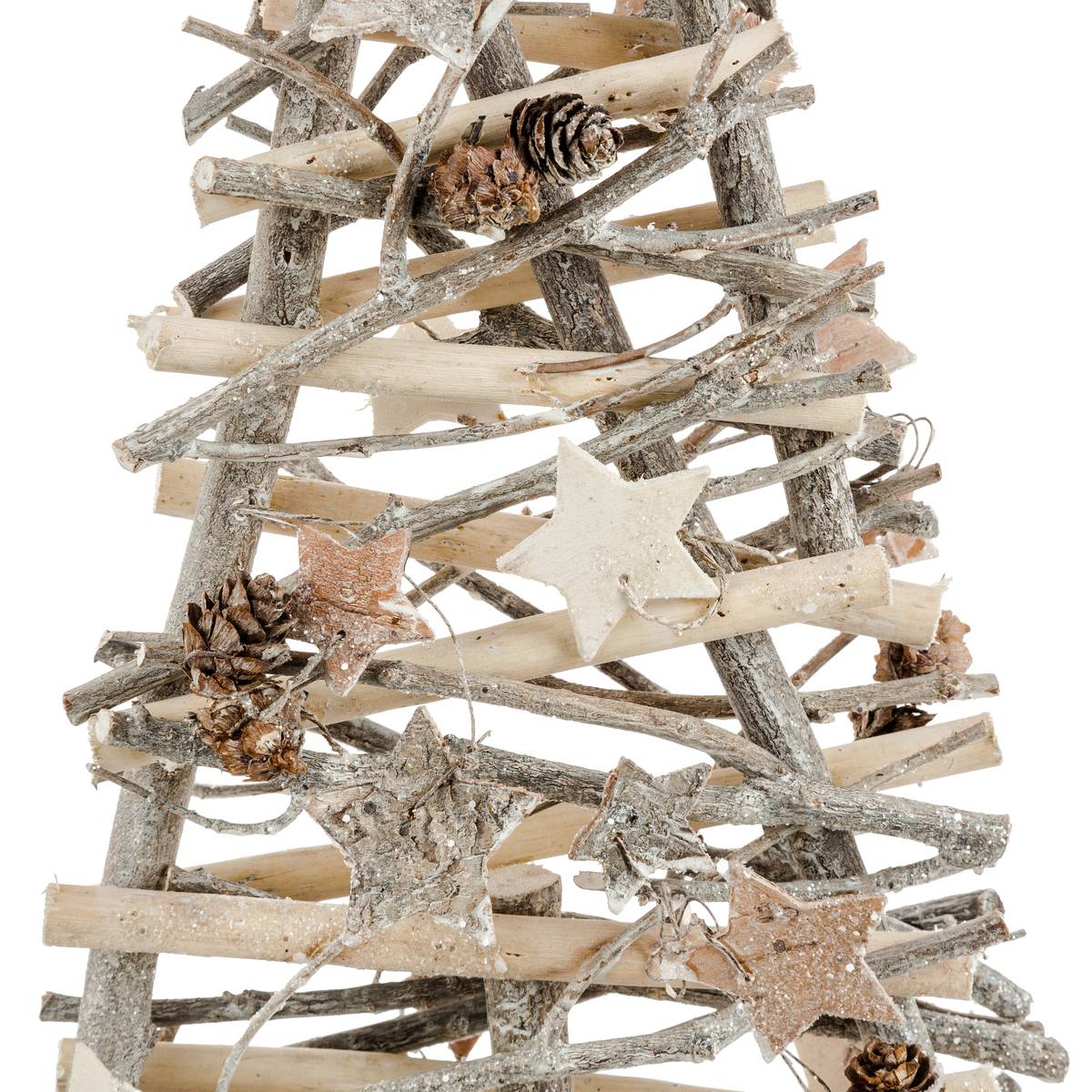 Sapin avec branches et étoiles 57 cm bois marron, FEERIC LIGHTS & CHRISTMAS