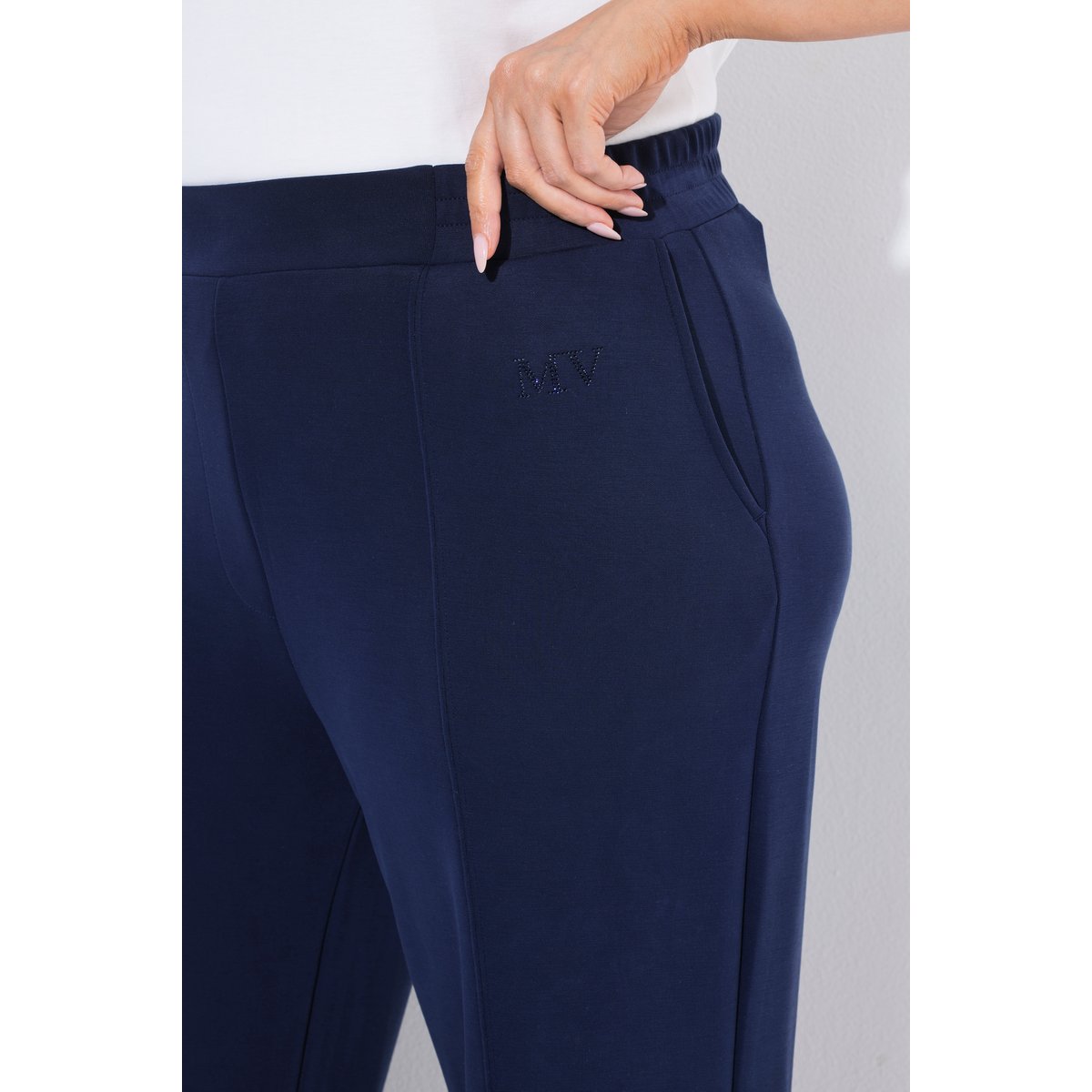 Pantalon en molleton, jambe large et droite marine, ULLA POPKEN
