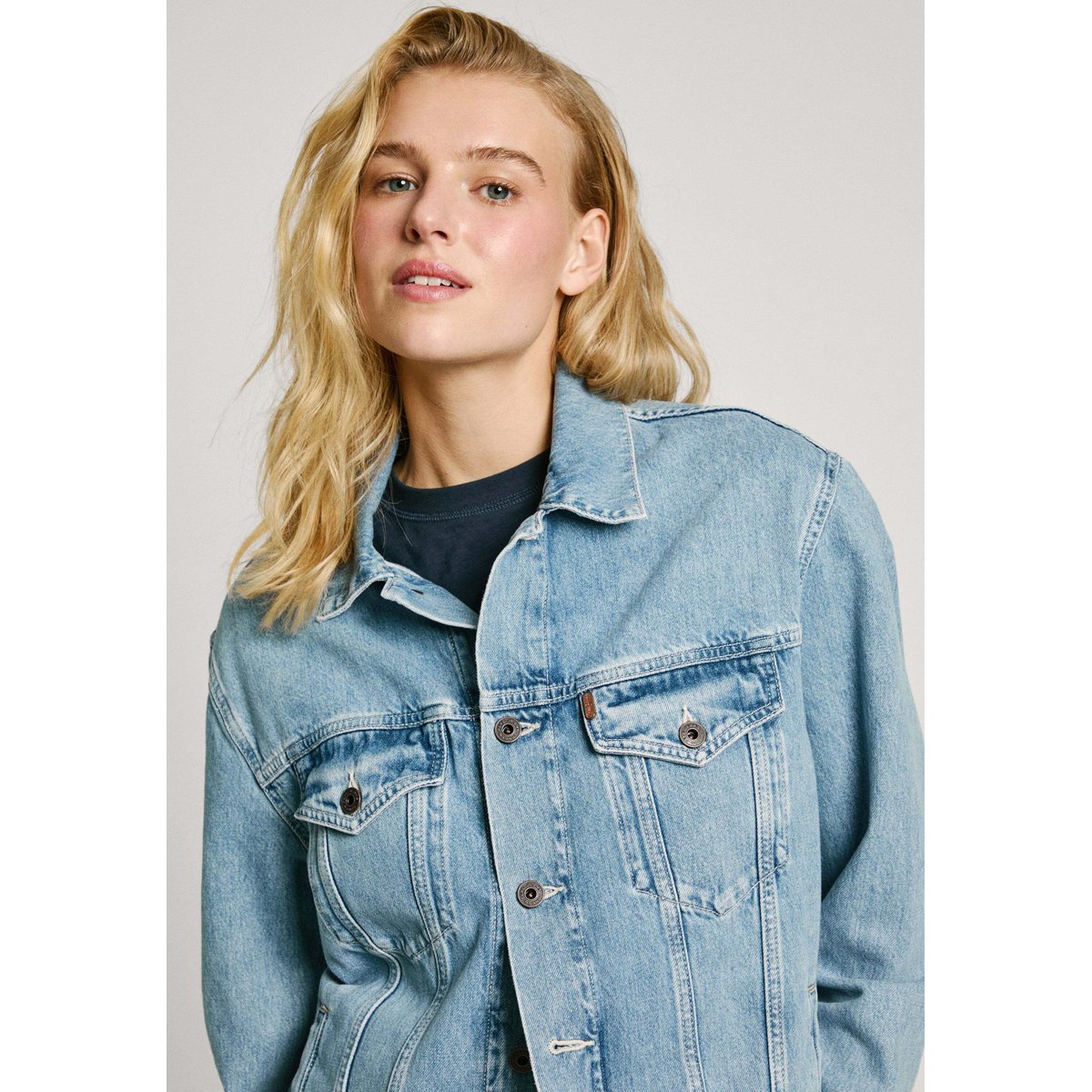 Veste Coupe Boyfriend En Denim blue grey rigid, PEPE JEANS