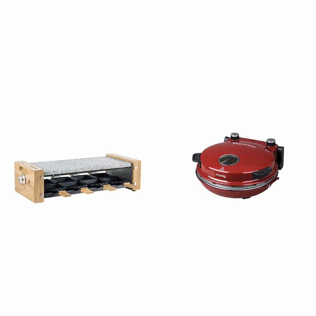 raclette/pierre a cuire 8 personnes et four a pizza napoletana 350â°c - wod8+napl350 gris, H.KOENIG