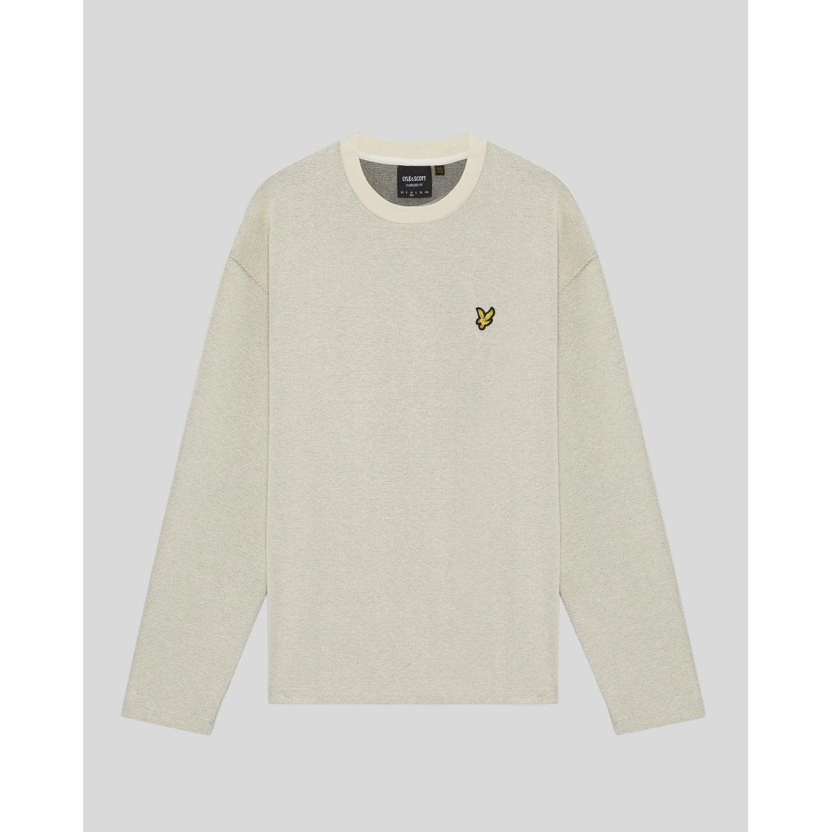 Sweat-shirt col rond jacquard en relief blanc mastic, LYLE & SCOTT