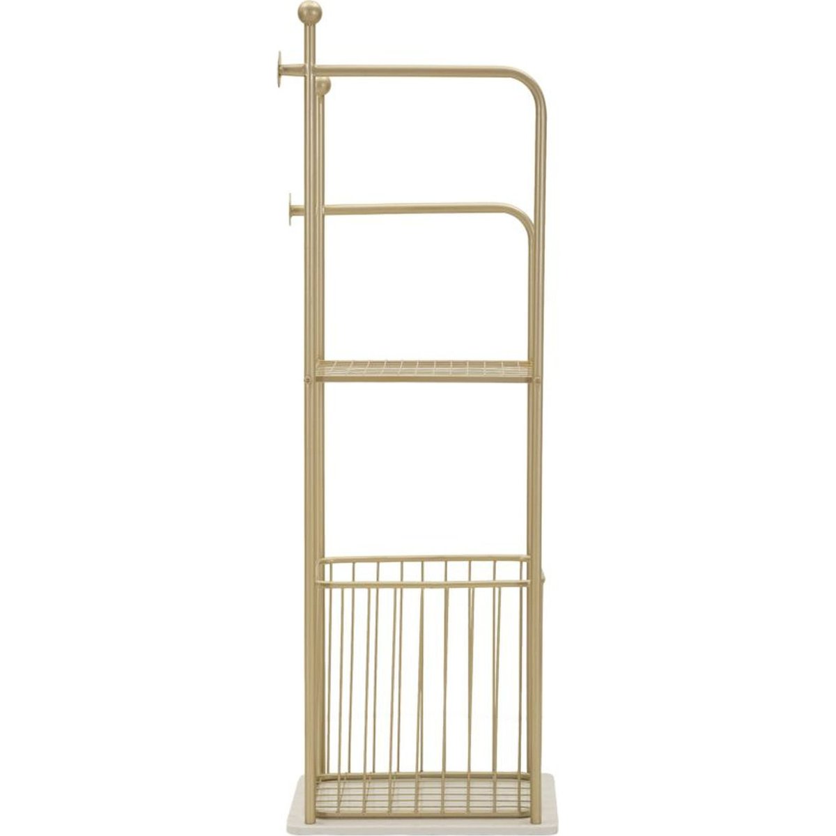 Porte-serviettes en métal avec rangement doré et blanc, RECOLLECTION