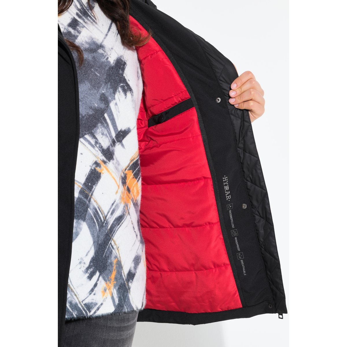 Veste matelassée Softshell à capuche noir, ULLA POPKEN