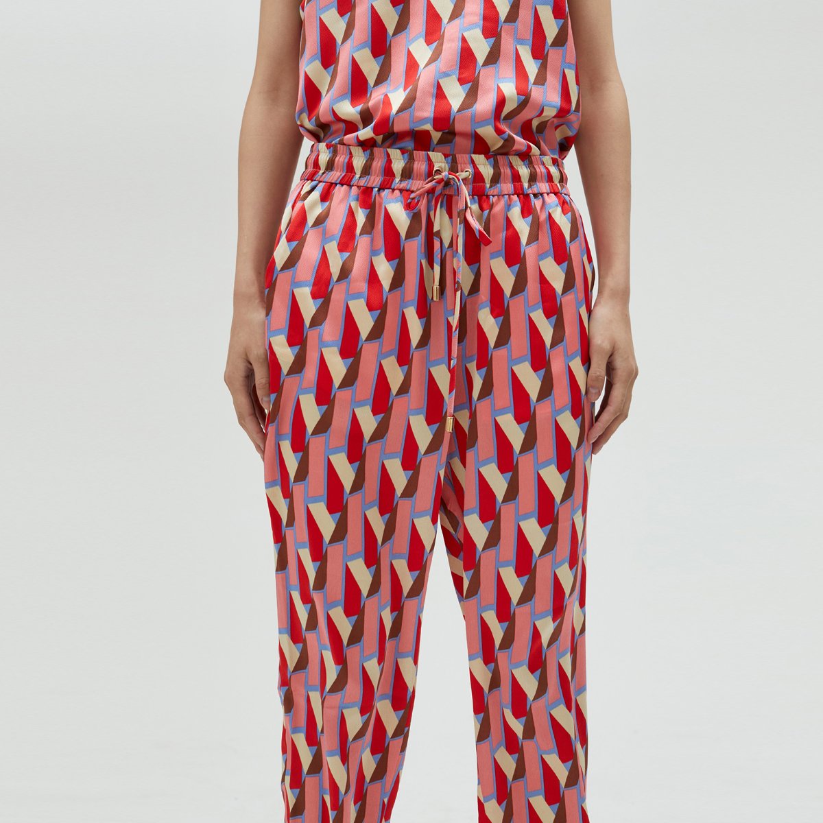 Pantalon chinos avec cordon de serrage rose clair, LOLA CASADEMUNT