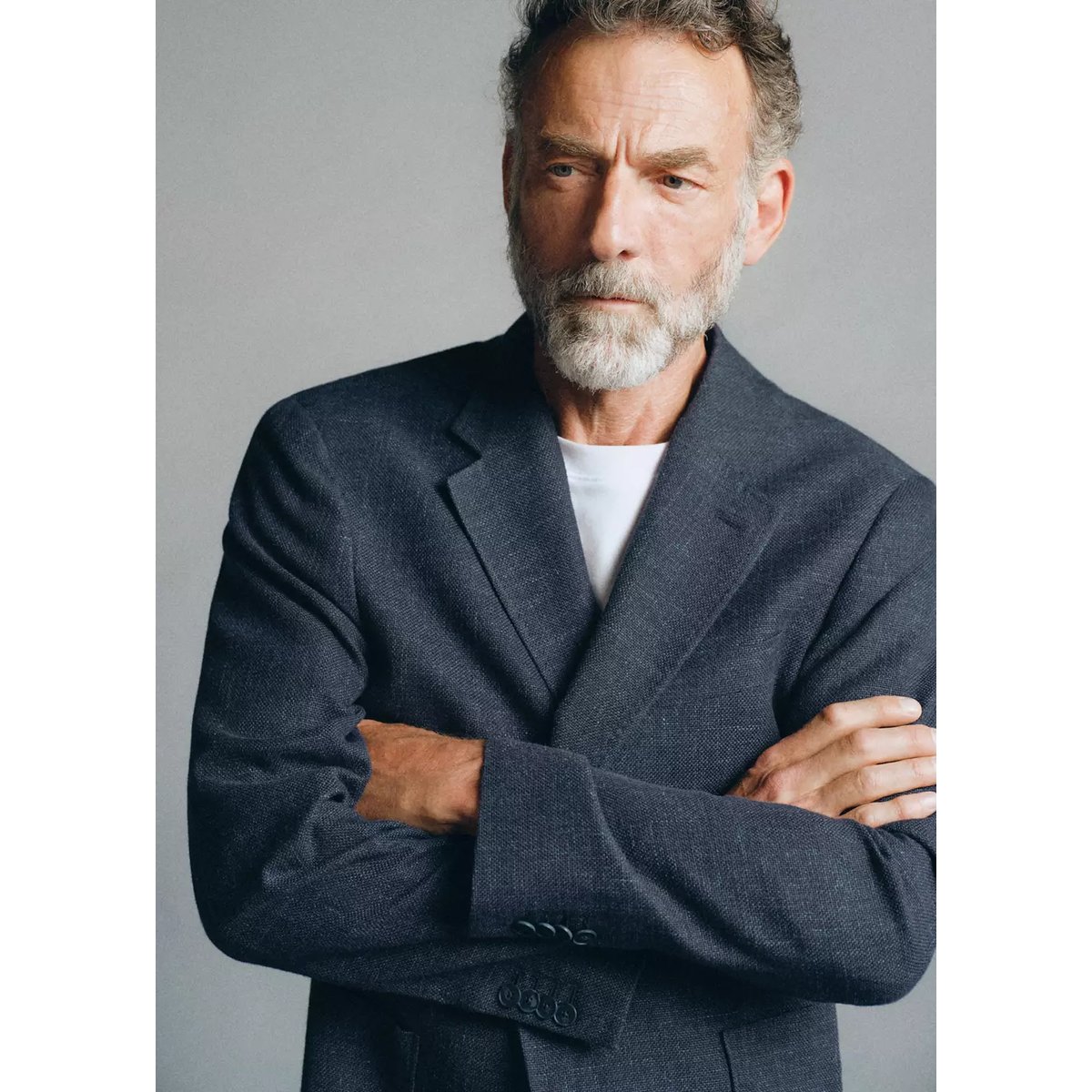 Blazer style western en coton et laine italienne bleu indigo, MANGO MAN