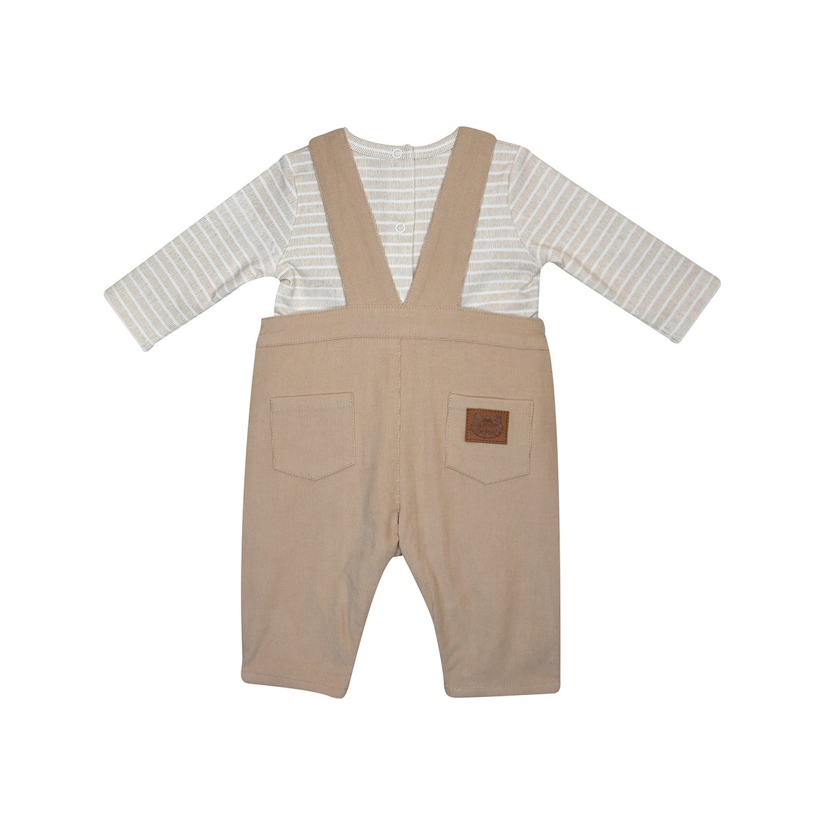 Tee shirt salopette ivy velours cotele long bebe beige, SUCRE D'ORGE