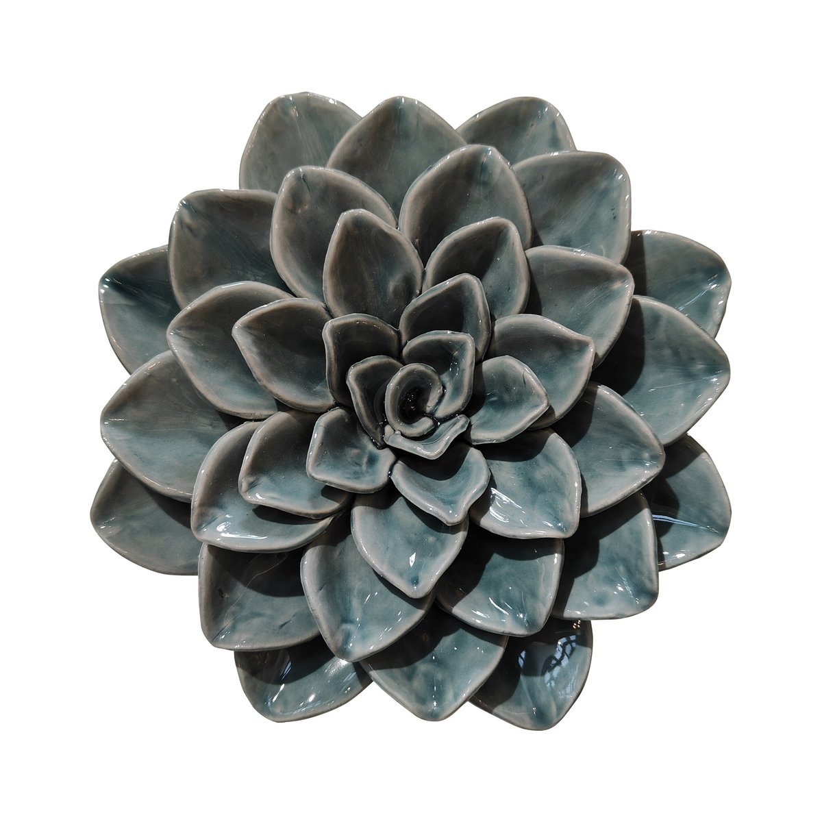 Déco murale fleur céramique 17.8cm vert, EMDE
