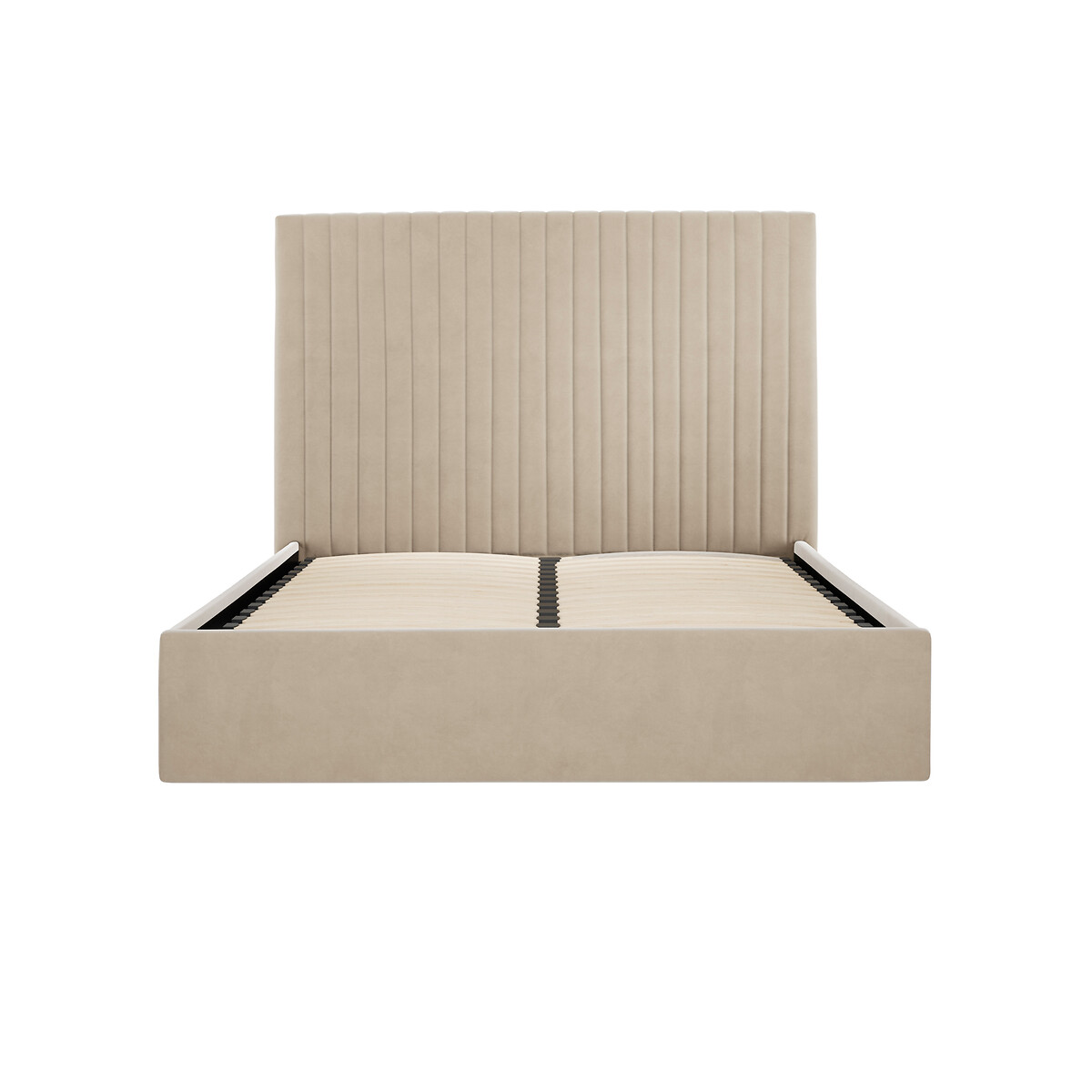 Luciana Velvet Ottoman Storage Bed with Tall Fluted Headboard beige, ÉDITÉ