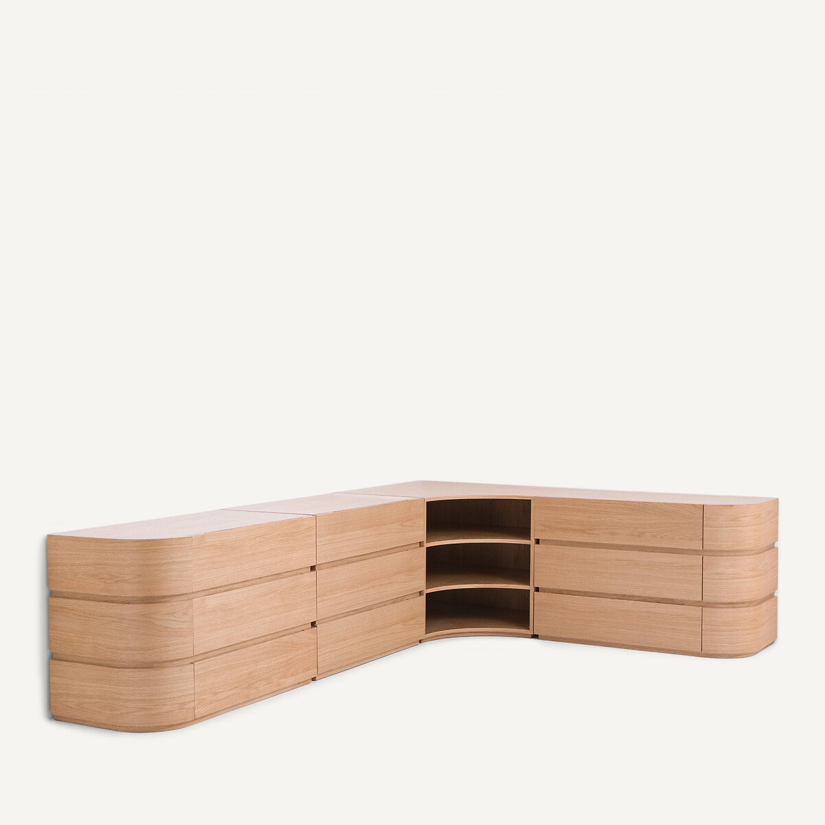 Élément penderie d'angle, pour dressing modulable, en plaqué chêne, EVORIA naturel, AM.PM