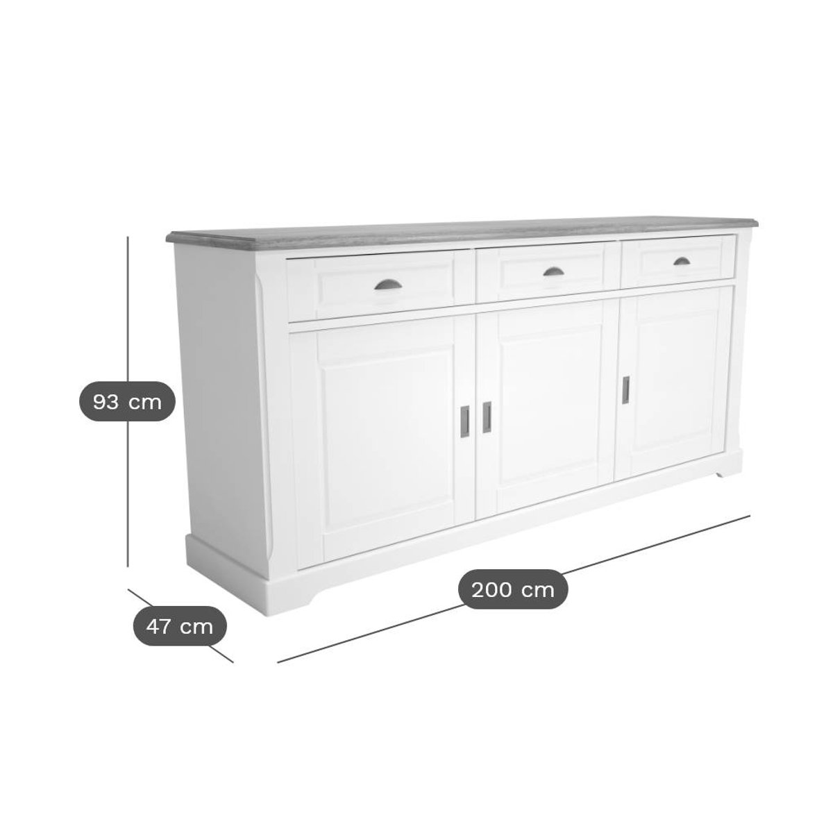 Buffet bois/blanc 3 portes 3 tiroirs - APPOLINE blanc, CAMIF