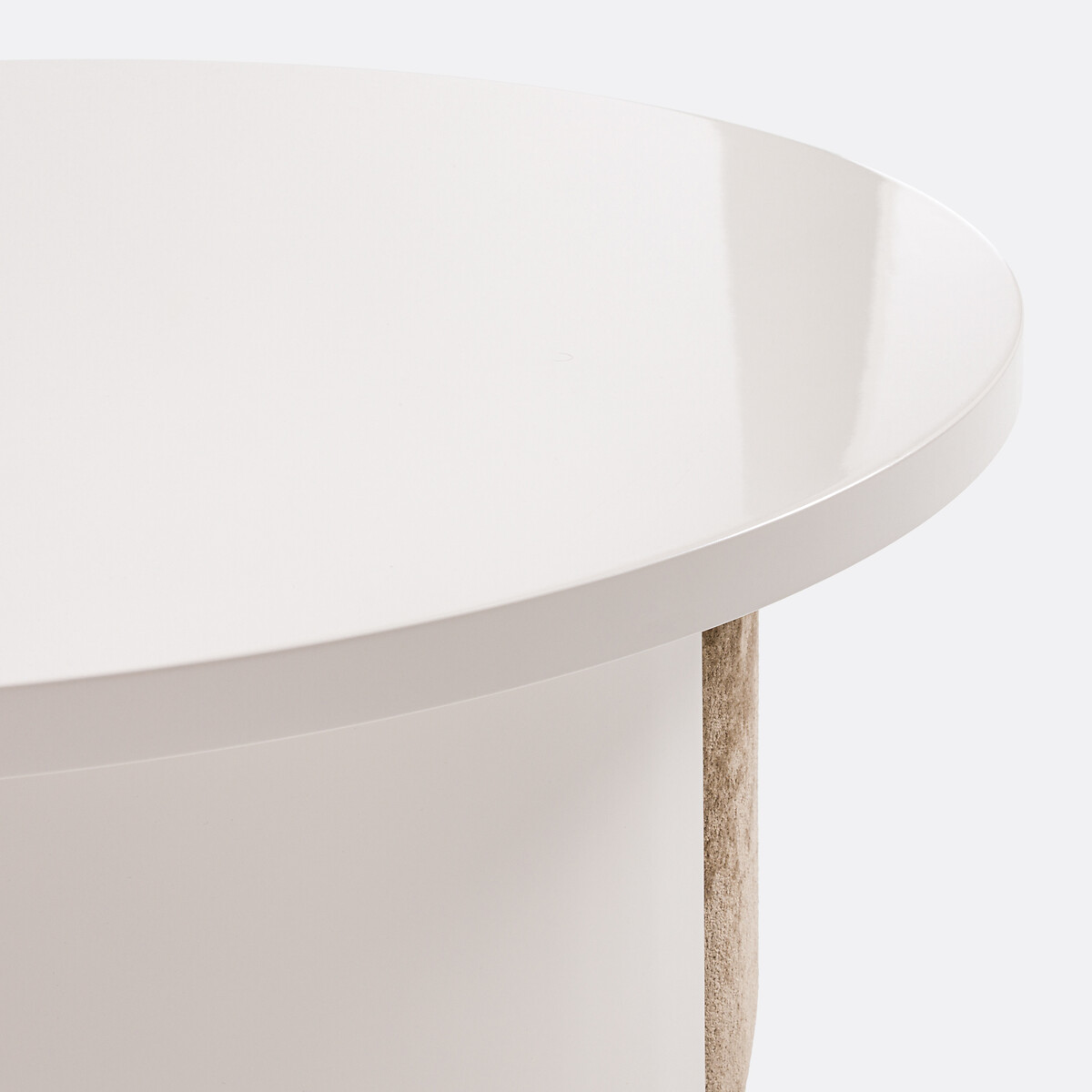 Table basse laquée, et ses 2 poufs en tissu texturé, JEN ecru, LA REDOUTE INTERIEURS