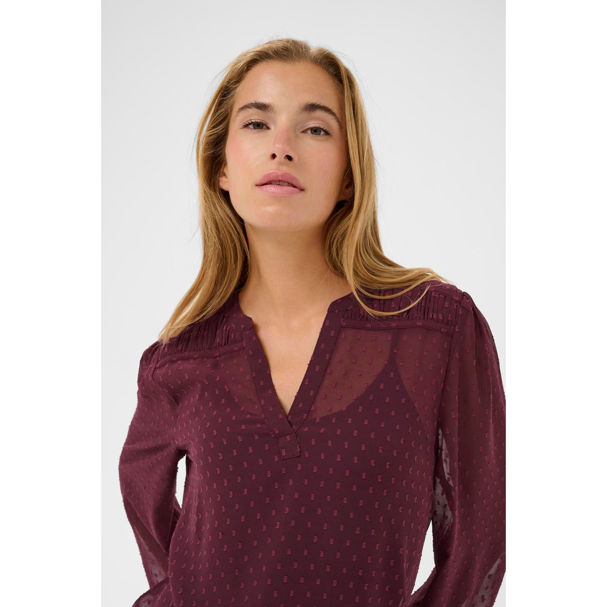 Blouse à manches longues bordeaux, KAFFE