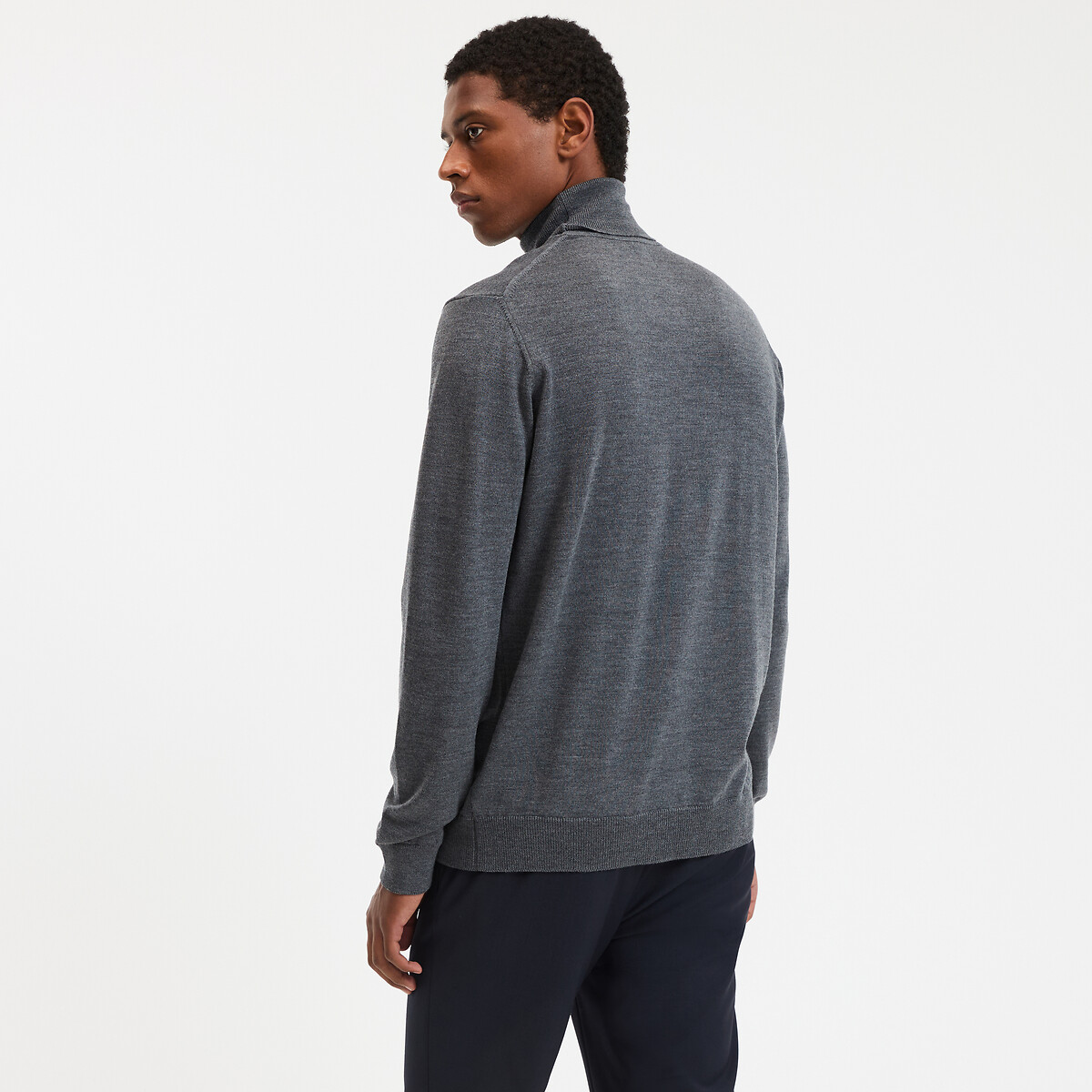 Pull col roulé mérinos, made in Europe gris chiné, LA REDOUTE COLLECTIONS