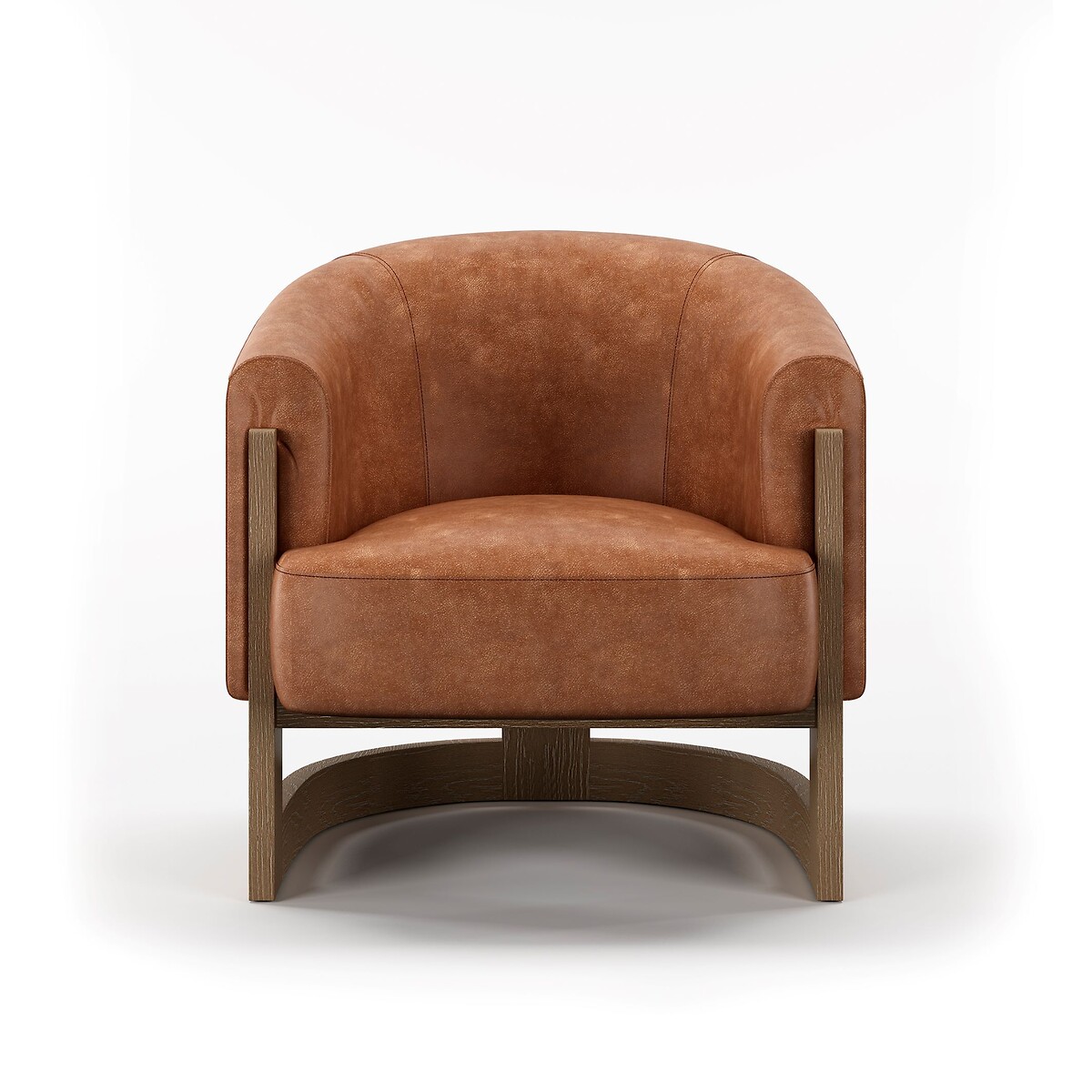 Leland Curve Leather Tub Chair tan, SO'HOME