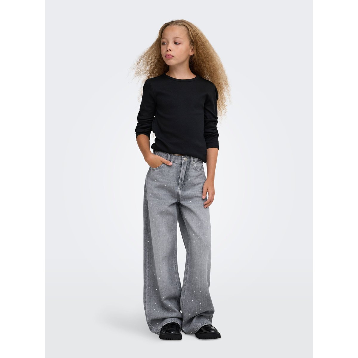 Jean À Jambe Large grise - light grey denim 1, KIDS ONLY
