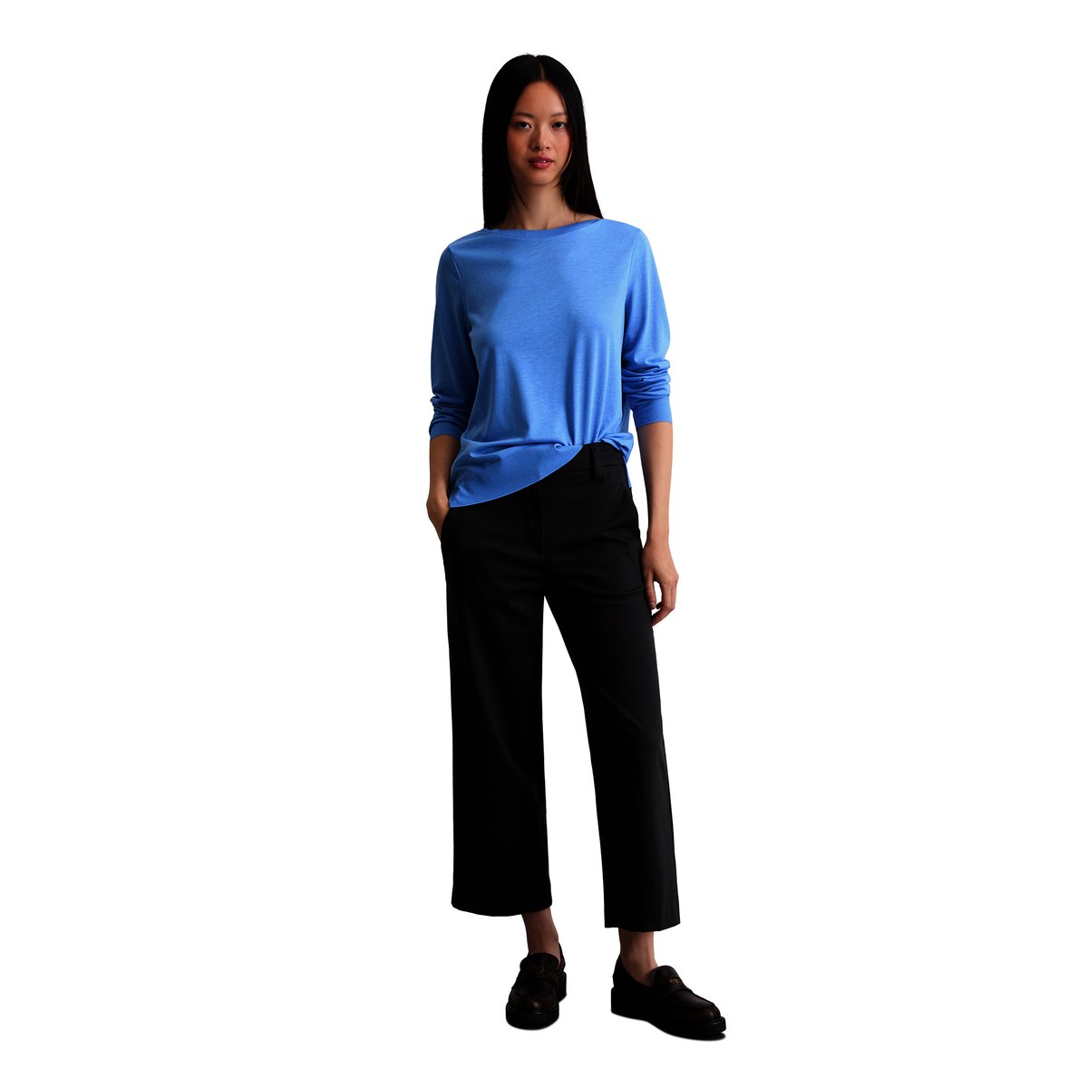 Manchette longue de luxe régulière en mélange de TENCEL™ Lyocell et de coton bleu clair, MARC O'POLO