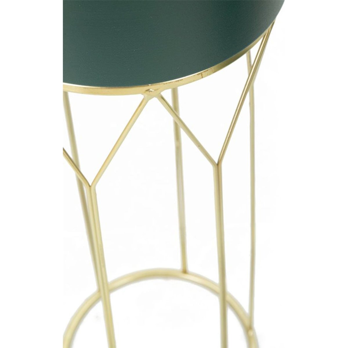 Lot de 2 cache-pots sur pied en fer GLAM vert et or, RECOLLECTION