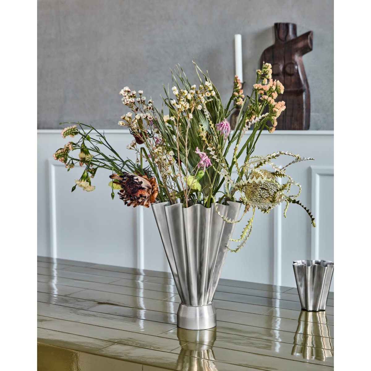 Vase Flood 28 cm argent, HOUSE DOCTOR