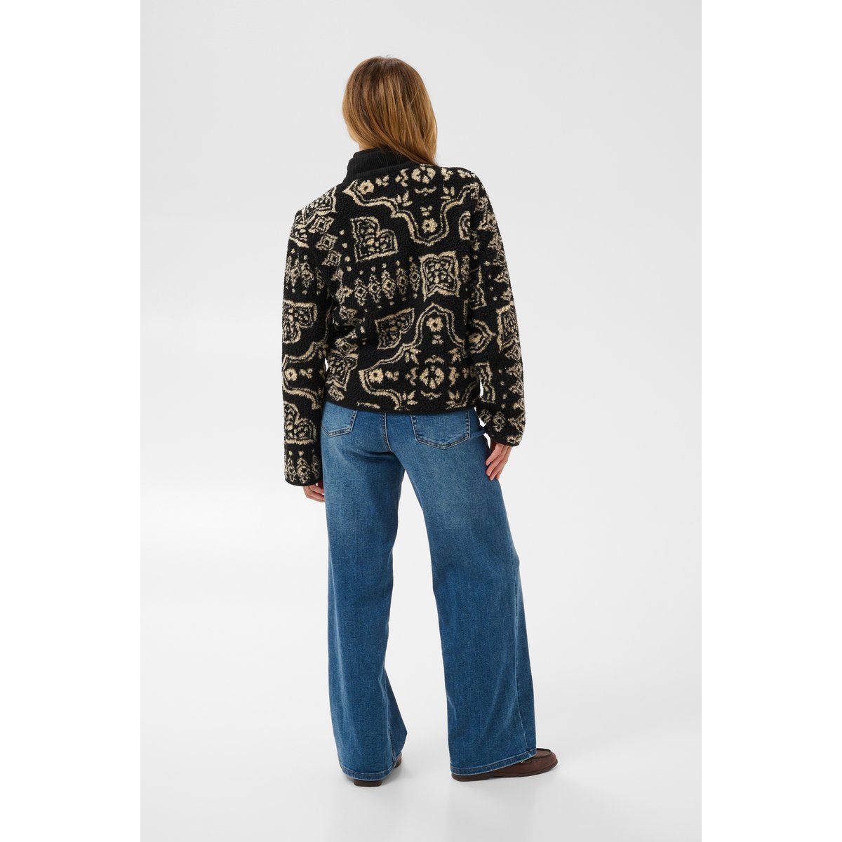 Manteau noir meteorite w. graphic print, KAFFE