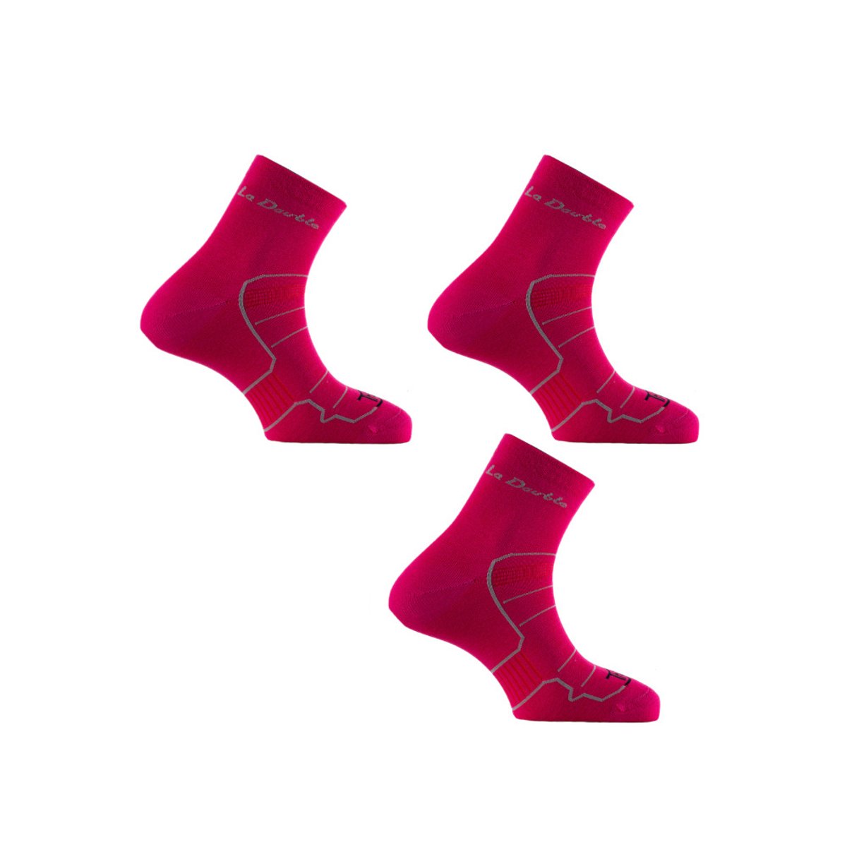 Socquettes double lot de 3 fuchsia, THYO