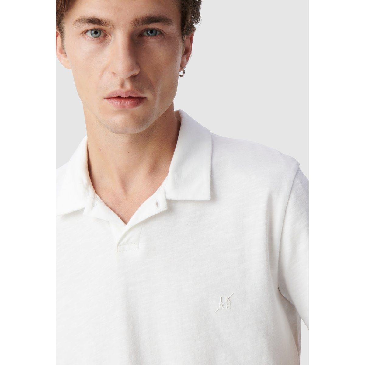 Polo en coton flammé L'Essentiel blanc, IKKS