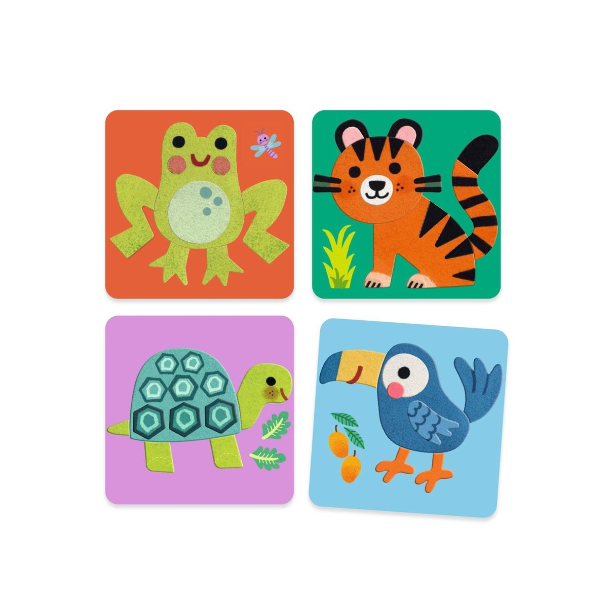 Tableaux de feutrine Animaux tout doux couleur unique, DJECO