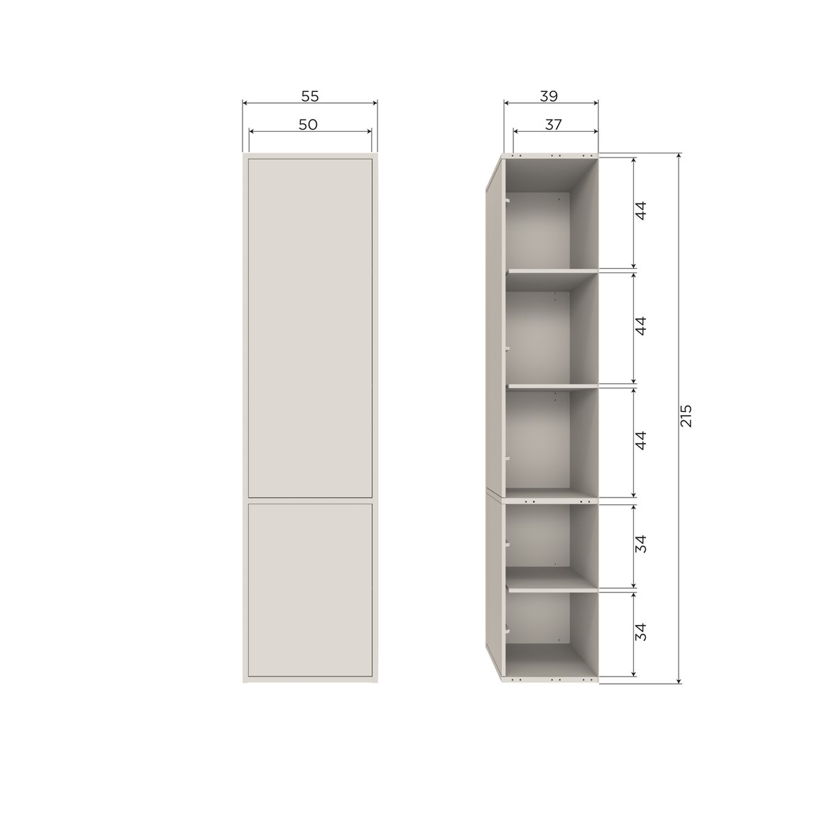 Armoire de rangement étroite en pin MEGGY dust, WOOOD