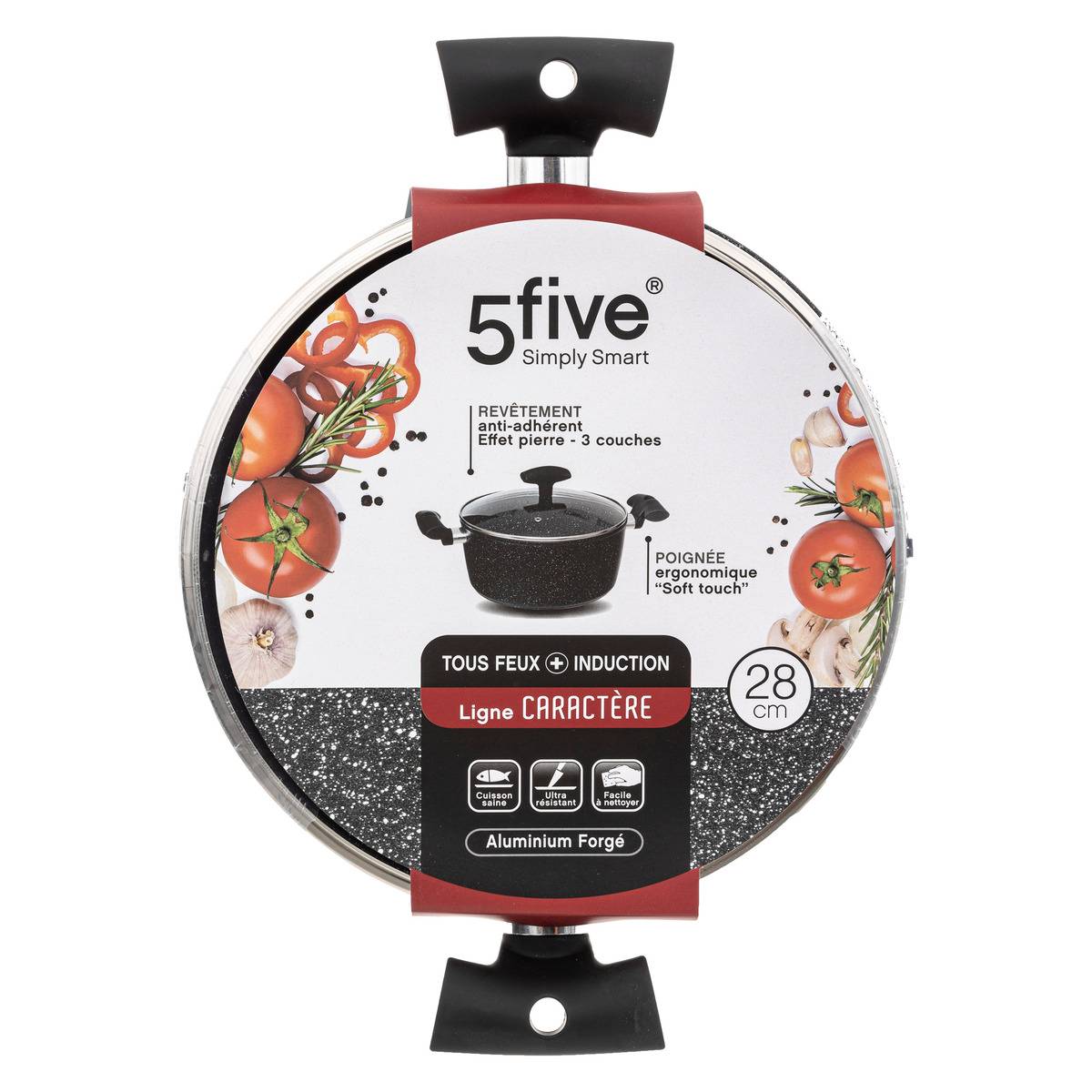Faitout aluminium forgé CARACTÈRE noir, 5FIVE SIMPLY SMART