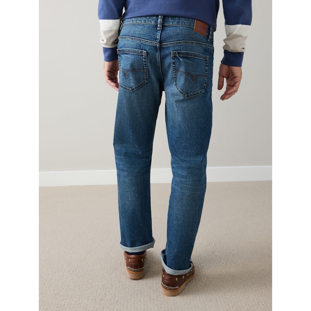 Jean en denim surpiqué japonais Signature bleu moyen, NEXT
