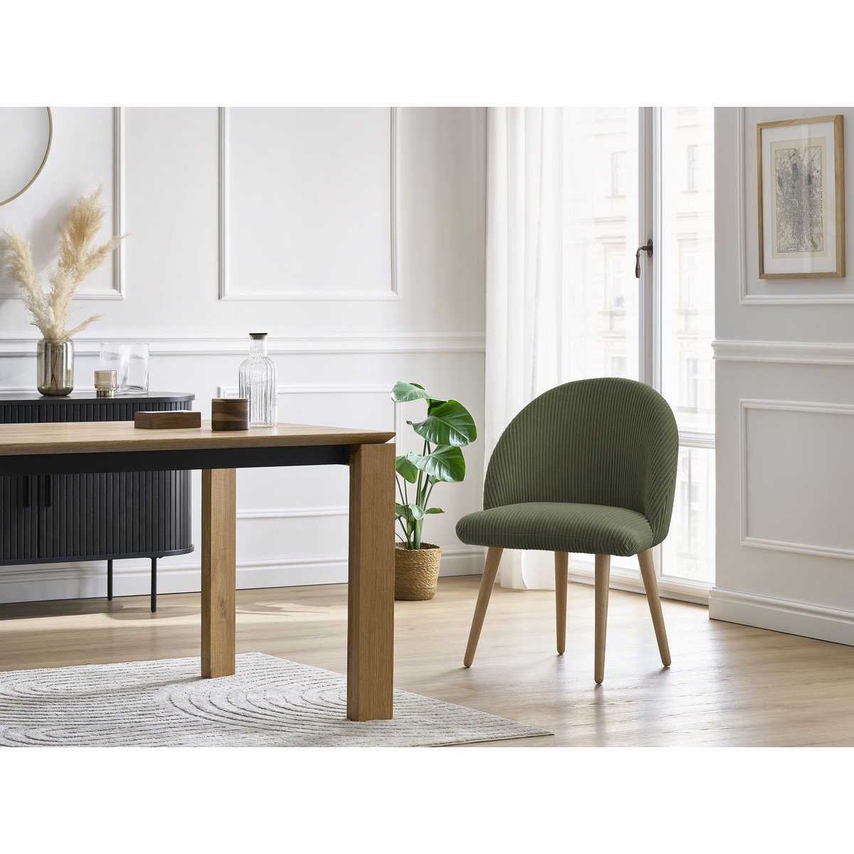Lot de 4 chaises velours côtelé, LALIE multicolore 2, BOBOCHIC