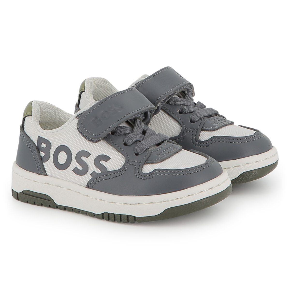 Sneakers con lacci elasticizzati anthracite, BOSS KIDSWEAR