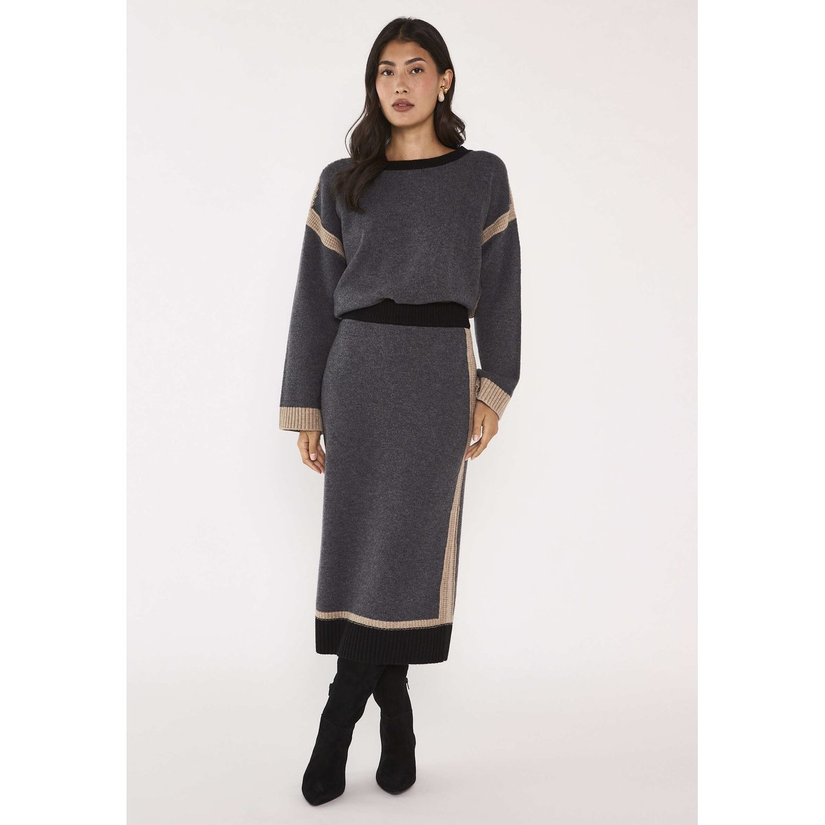 Jupe en maille droite en laine VALERIE anthracite, Maison 123