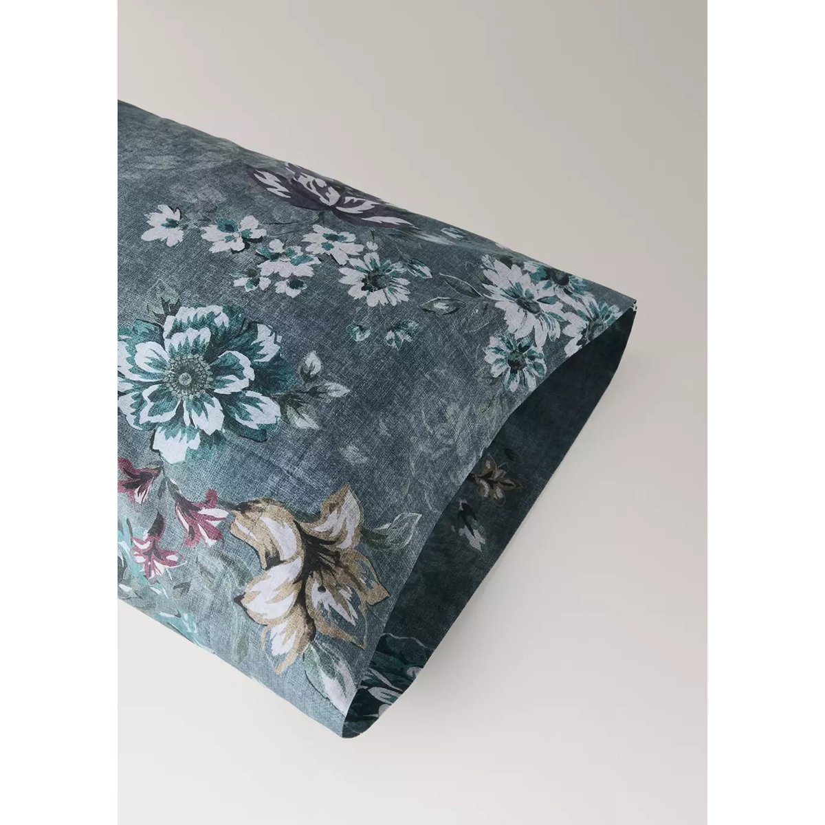 Taie d’oreiller 100 % coton floral 45x110 cm vert forêt, MANGO HOME
