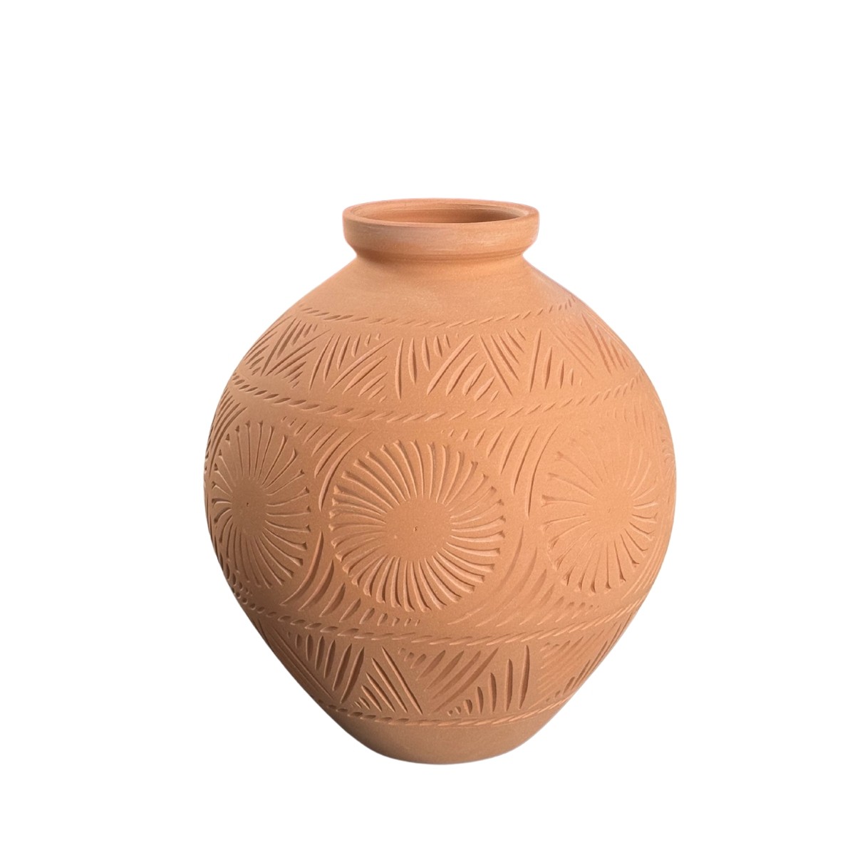 Vase décoratif en terre cuite avec motifs, SOLEIL beige, GERARD LAMY