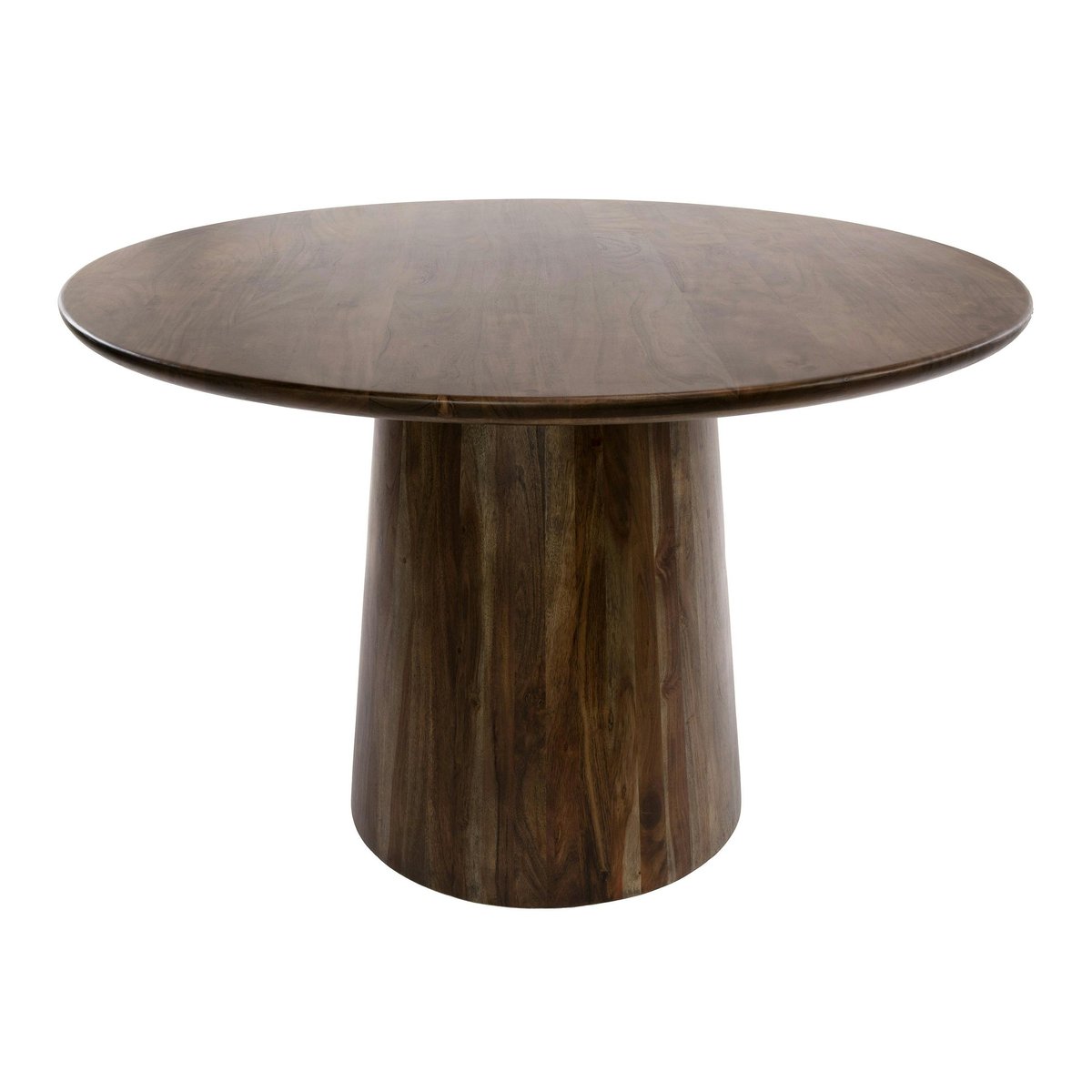 Table ronde en bois d'acacia foncé design organique Ø130 cm NAKO marron, PIER IMPORT