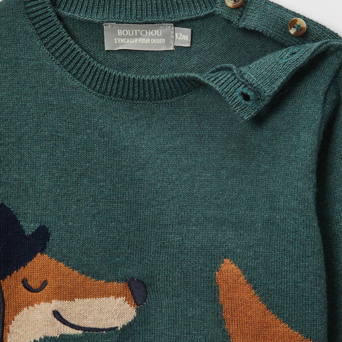 Pull brodé contenant de la laine palme, BOUT'CHOU