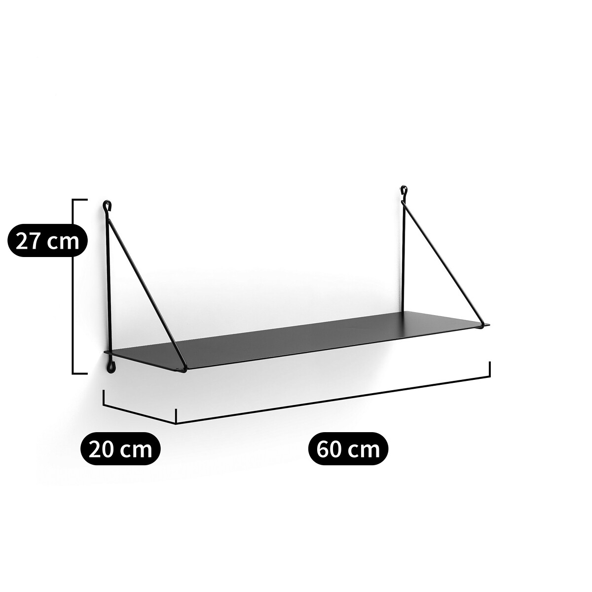 Mensola da parete metallo acciaio L60 cm, Spirollo nero , AM.PM