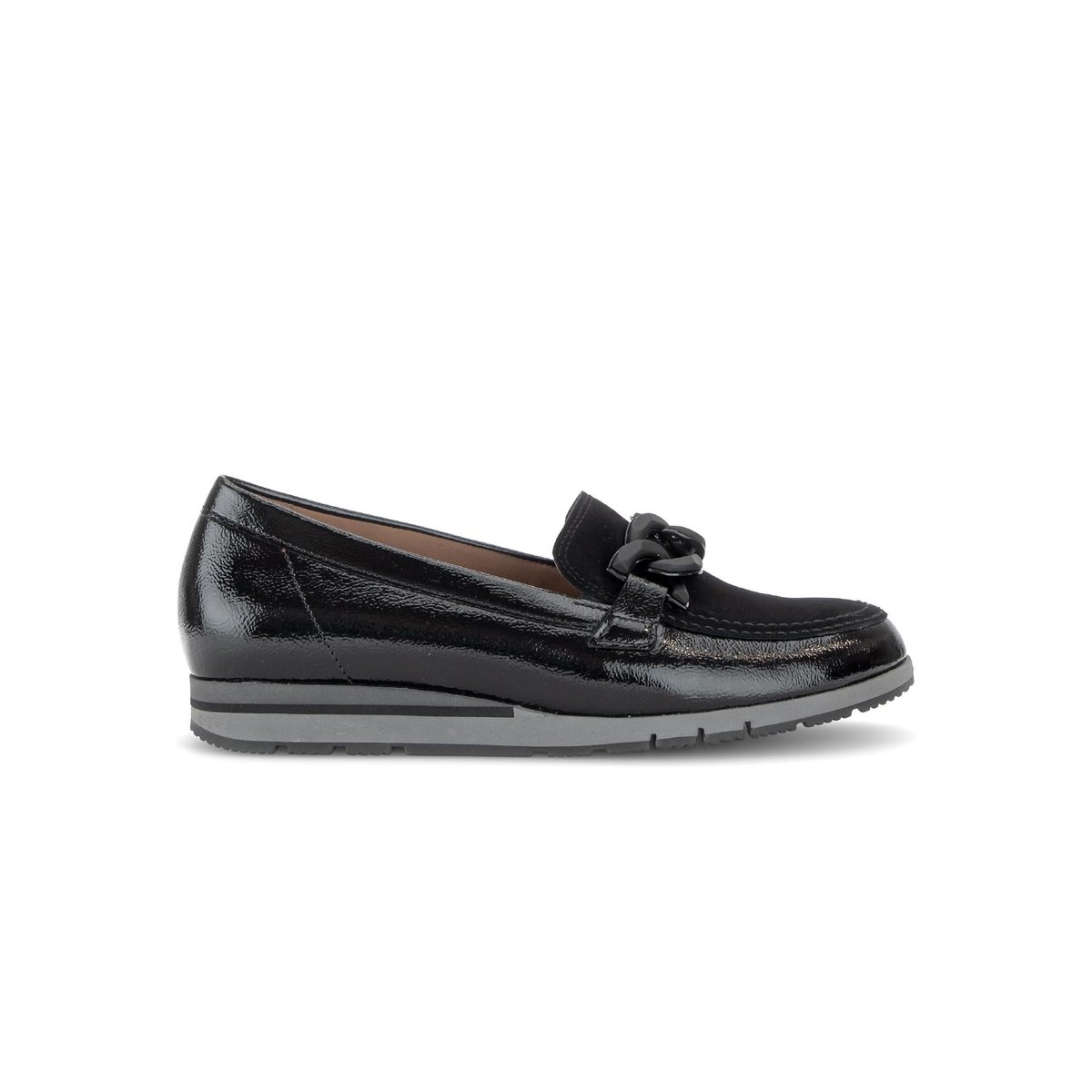 Mocassins en cuir à talon compensé noir, GABOR