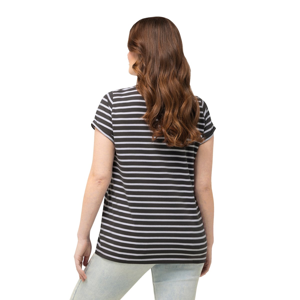 T-shirt à manches courtes et col gris asphalte, ULLA POPKEN