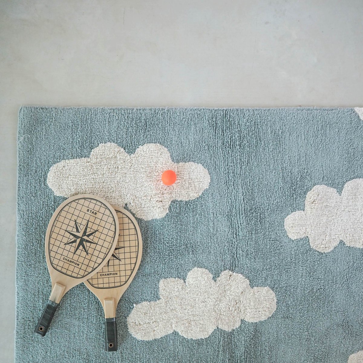 Tapis Rectangulaire en coton NUAGES bleu, LORENA CANALS