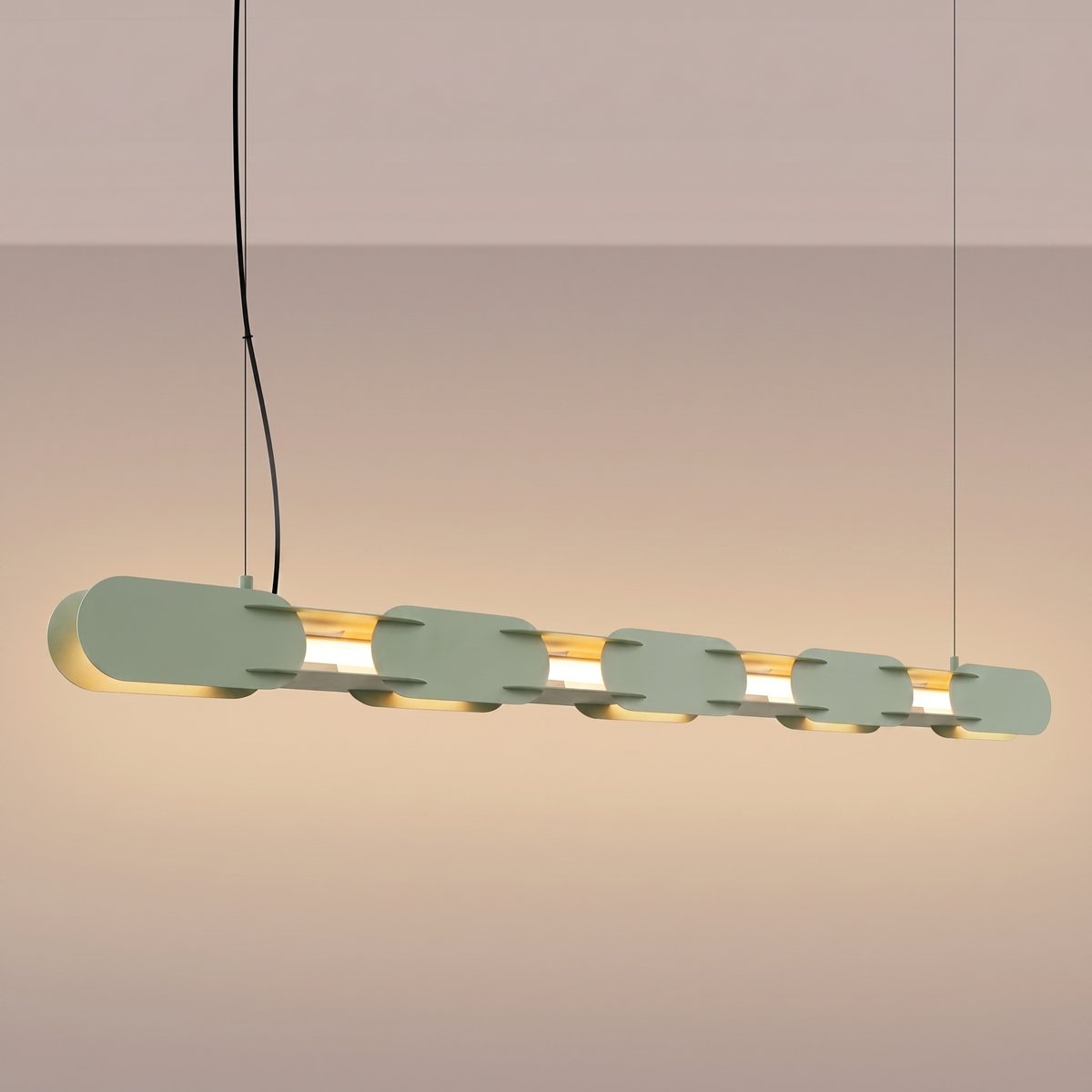 Suspension Acier Vert Olive LED 1 Chain vert olive, EDEN