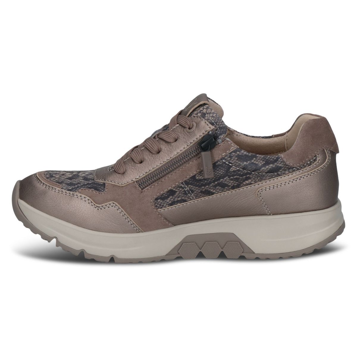 Basket en cuir marron mocca croco, CAPRICE