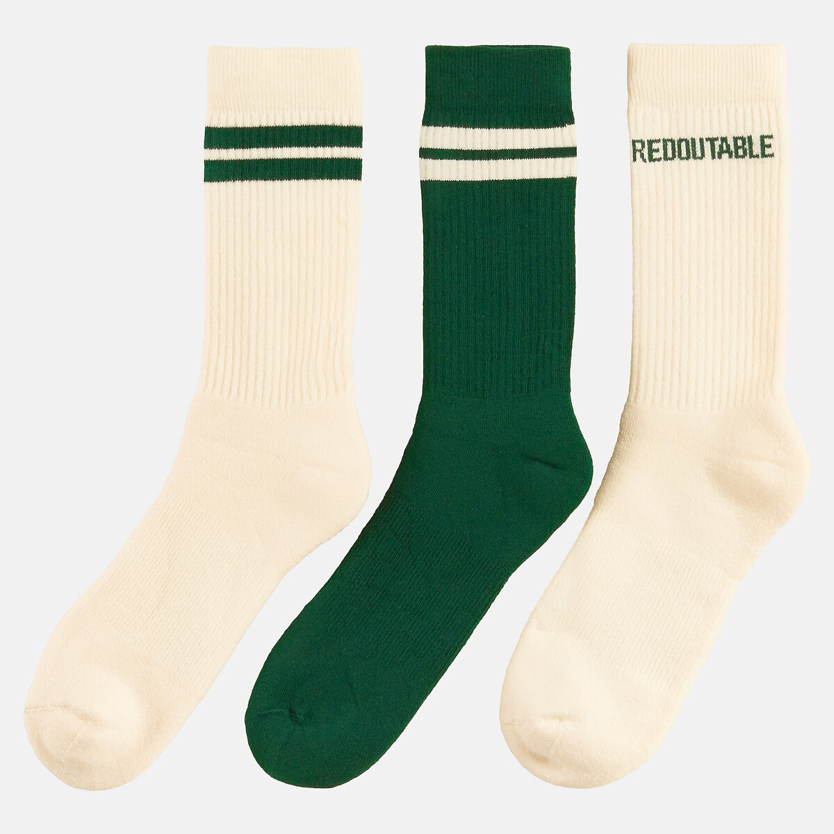 7er-Pack Kniestrümpfe grün gestreift/weiss, LA REDOUTE COLLECTIONS