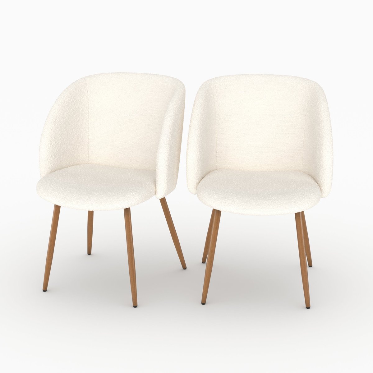 Lot de 2 chaises en tissu bouclé - SWAN beige, MAISON PAVANE