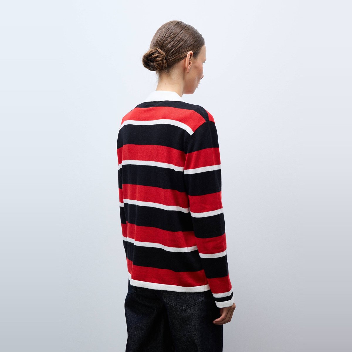 Pull polo rayé contenant de la laine ecru, MONOPRIX